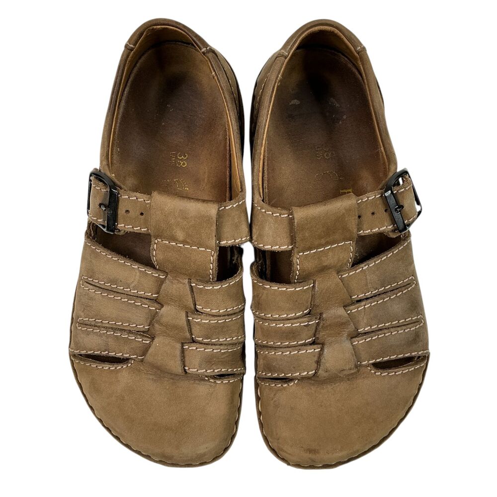 Footprints by Birkenstock L7/M5 Fisherman Sandals Brown Leather Mens/Womens BOHO - Picture 15 of 16